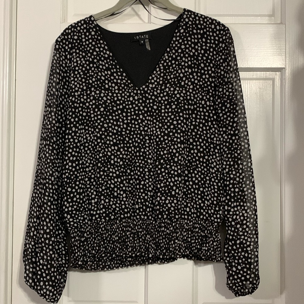 1 State Print Blouse, Size Medium, Black&White. NWOT